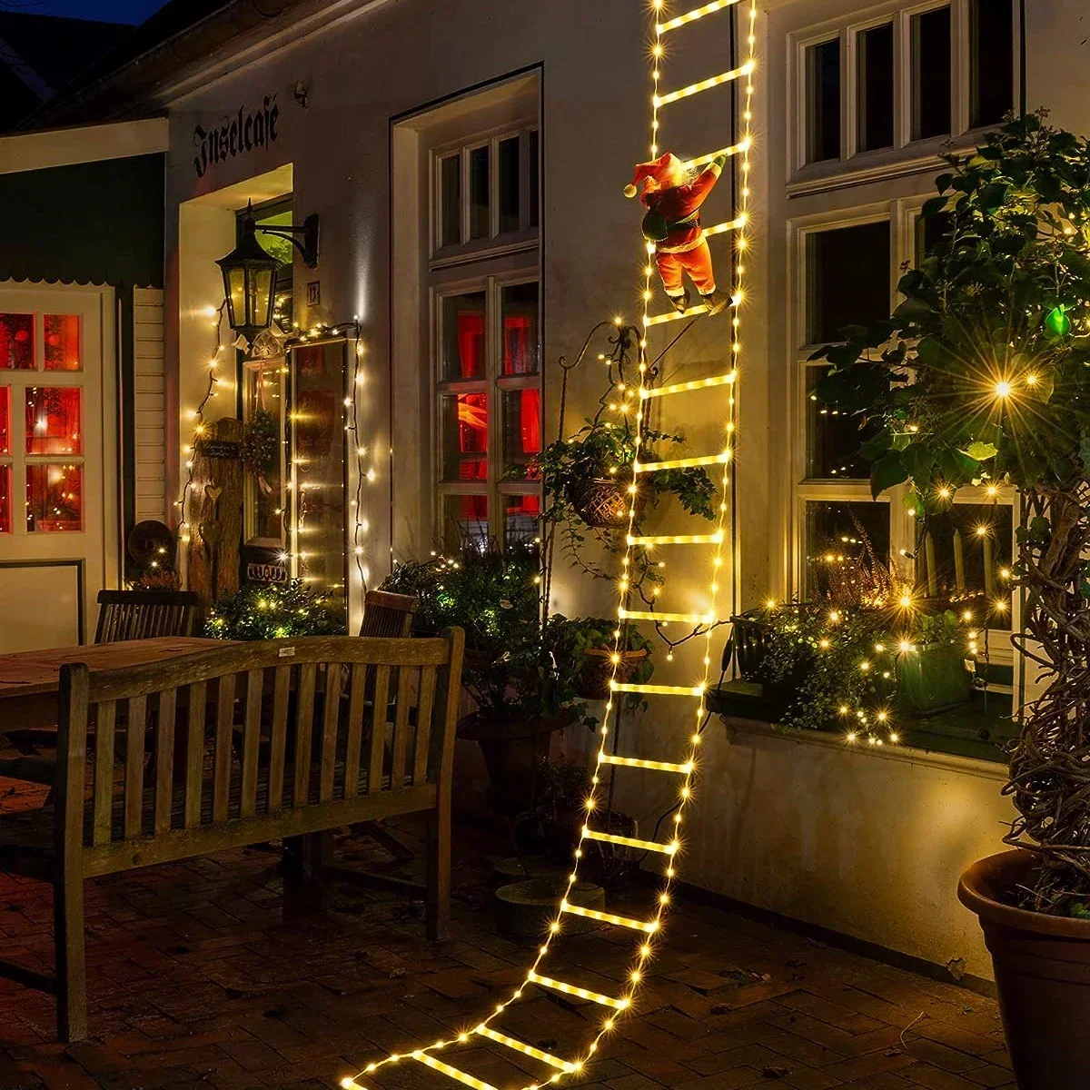 Xmas Outdoor Lighting Decorations - LED Ladder Light per babbo natale