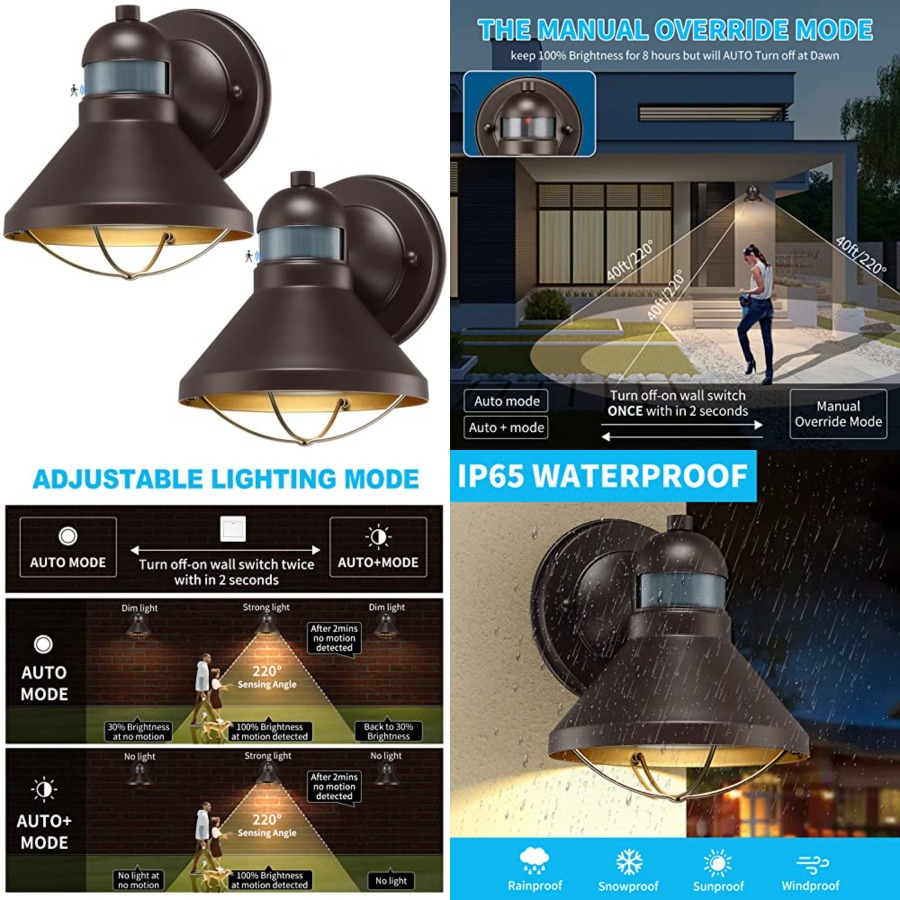 Outdoor Lighting Lanterns - Set di 2 Applique LED da