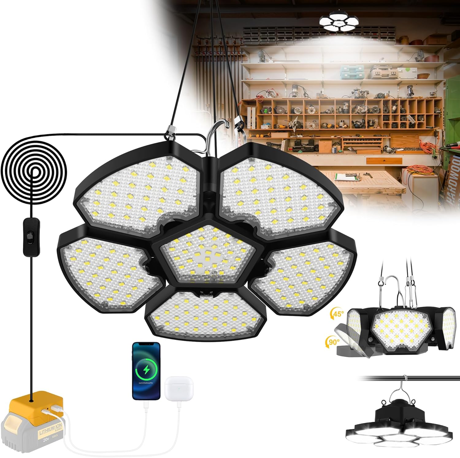 Outdoor Lighting Garage - Lampada a Batteria per Esterni, Luce