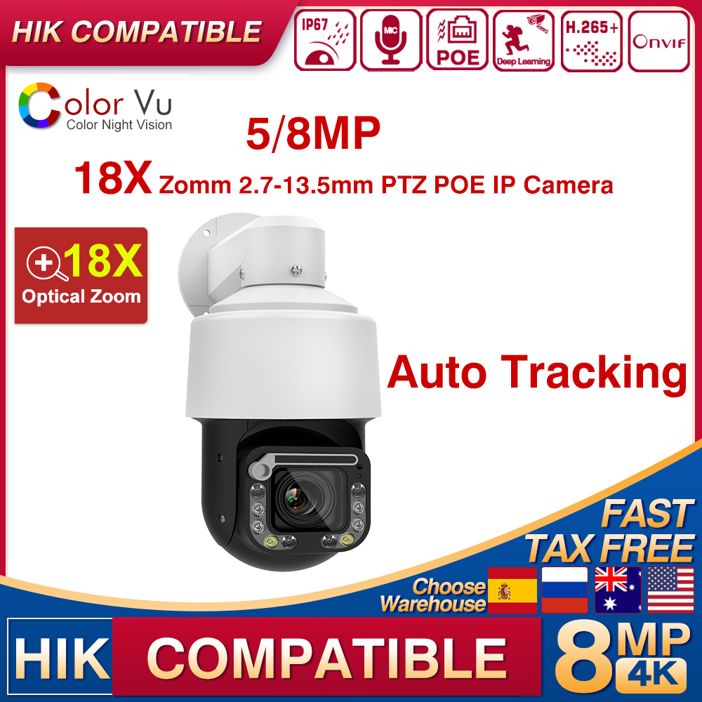 Outdoor Lighting Mains Powered - Hikvision Compatibile 4K 8MP POE PTZ
