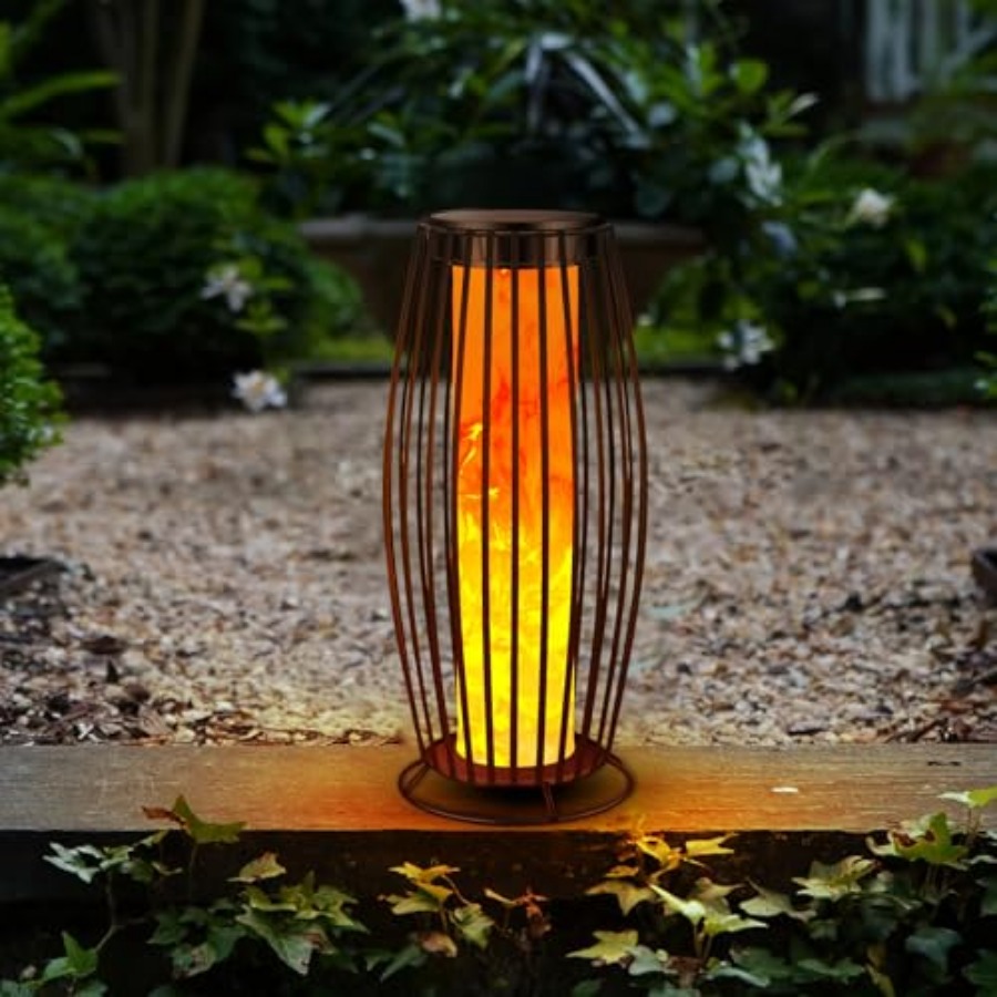 Outdoor Lighting Lanterns - Lampada Solare da Esterno Effetto Fiamma,