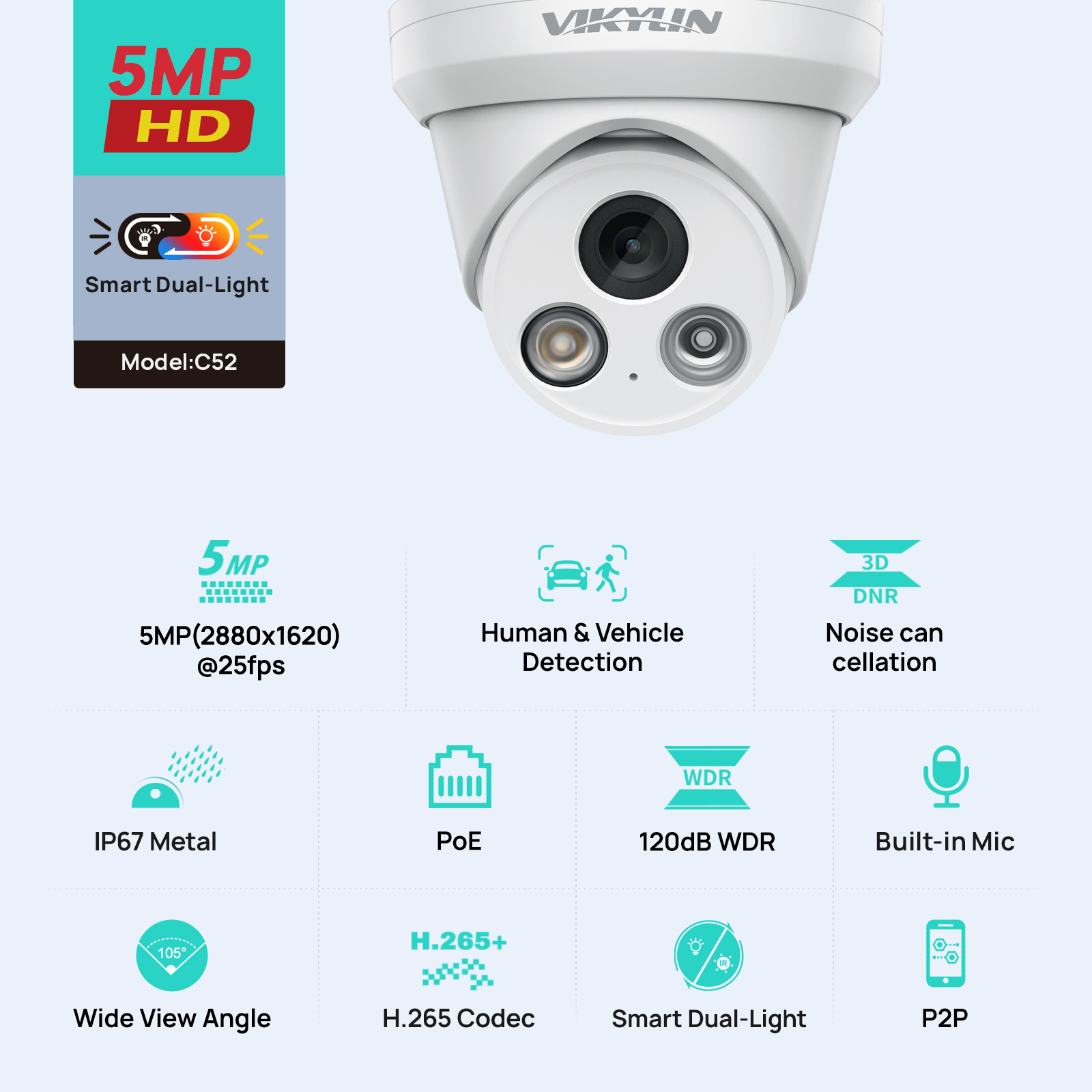 Telecamera IP VIKYLIN 5MP Smar - Outdoor Lighting Mains Powered recensione e prezzo