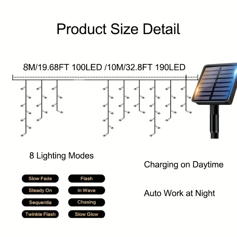 Luci Solari a Cascata per Este - Xmas Outdoor Lighting Decorations recensione e prezzo