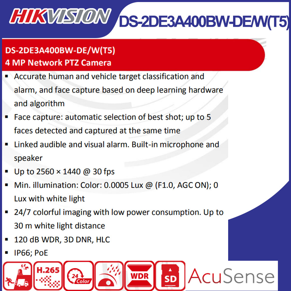 Hikvision DS-2DE3A400BW-DE/W(T - Outdoor Lighting Mains Powered recensione e prezzo